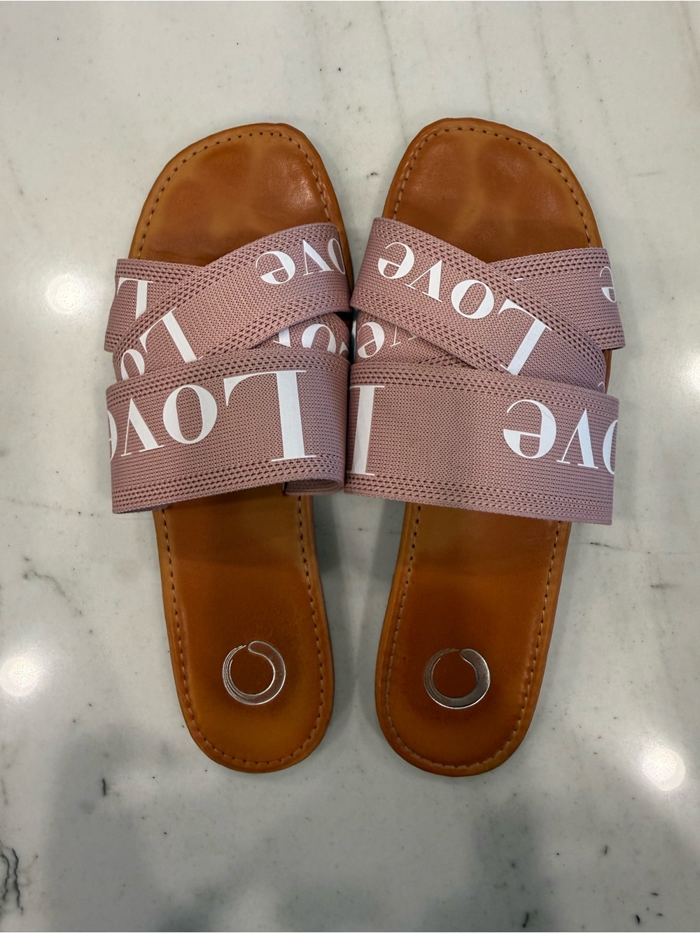 Women’s Pink Cross-Strap Slide Sandals